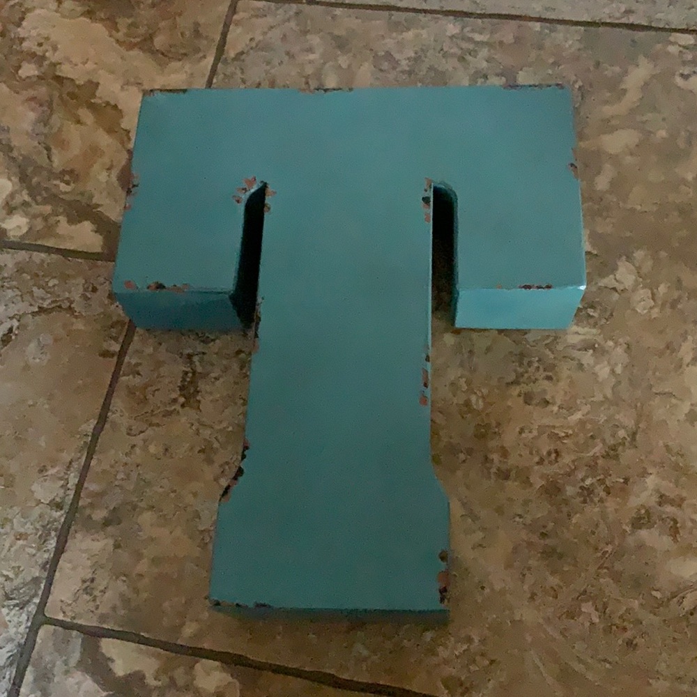 Letter T metal sign